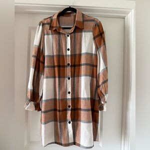 Plaid Button-Up Shirt Dress